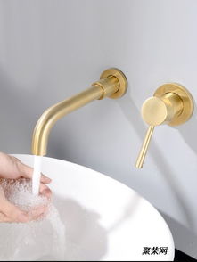 仿古全銅暗裝嵌入墻式暗藏入墻式啞光金色拉絲冷熱復古面盆水龍頭